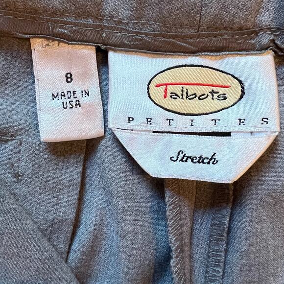 Talbots Womens Pants Size 8P Dark Gray Straight Leg Flat Front Pockets Hook& Eye - Picture 2 of 9